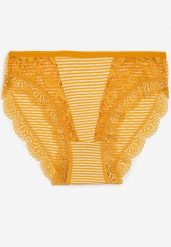 Żółte Bawełniane Majtki Figi z Ozdobną Koronką Waietra. Żółte figi Born2be, bez wzorów, z bawełny. Za 19.99 zł.