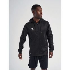 Bluza z kapturem na zamek Hummel hmlCORE. Czarne bluzy Hummel, m, bez wzorów, z dresówki, klasyczne, bez ramiączek, z kapturem. Za 168.50 zł.