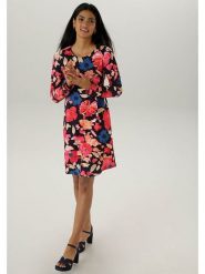 Aniston Sukienka w kolorze czarno-czerwonym rozmiar: 38. Czarne sukienki Aniston, na co dzień, bez wzorów, bez kołnierzyka, bez ramiączek, mini, proste. Za 61.17 zł.