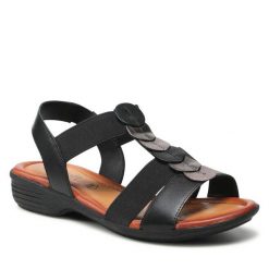 Sandały Go Soft. Czarne sandały GO SOFT, bez wzorów, bez obcasa, na płaskiej podeszwie, bez zapięcia. Za 139.99 zł.