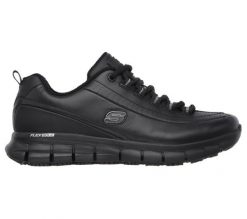 Buty sportowe damskie Skechers Sure Track Trickel sneakersy skórzane czarne. Czarne buty trekkingowe Skechers, bez zapięcia. Za 319.00 zł.