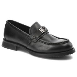Czarne Półbuty Nessi Stylowe Obuwie Damskie. Czarne półbuty wsuwane Nessi, bez wzorów, ze skóry, eleganckie, bez obcasa. Za 390.99 zł.