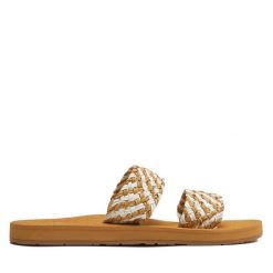 Klapki Roxy. Brązowe klapki Roxy, bez wzorów, sportowe, bez obcasa, bez zapięcia. Za 119.99 zł.