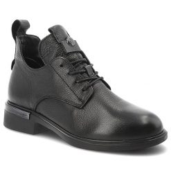 Botki damskie Vinceza o sznurowanym fasonie z ozdobnym metalowym detalem i niskim stabilnym obcasem czarne, 89151 BK Czarny/Skóra. Czarne botki VINCEZA, bez wzorów, z jeansu, eleganckie, bez obcasa, na obcasie, bez zapięcia. Za 289.00 zł.