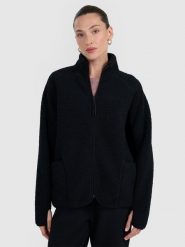 4F Polar sherpa ze stójką oversize damski - czarny M. Czarne bluzy z polaru 4f, m, bez wzorów, z materiału. Za 189.99 zł.