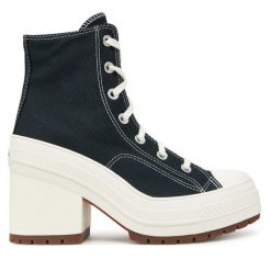 Botki Converse. Czarne botki Converse, bez wzorów, bez obcasa, na słupku, bez zapięcia. Za 519.99 zł.