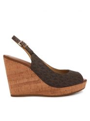 MICHAEL Michael Kors Sandały Rosie Wedge 40S6RSHS1B Brązowy. Brązowe sandały MICHAEL Michael Kors, bez wzorów, ze skóry, bez obcasa, na koturnie, bez zapięcia. Za 699.99 zł.
