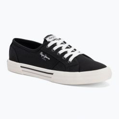 Buty damskie Pepe Jeans Brady Basic. Czarne buty treningowe Pepe Jeans, bez wzorów, z jeansu, bez zapięcia, trekkingowe. Za 199.99 zł.
