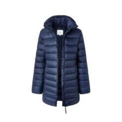 Damska kurtka puchowa Pepe Jeans Maddie. Niebieskie kurtki Pepe Jeans, s, z aplikacjami, z bawełny, bez kaptura. Za 627.95 zł.
