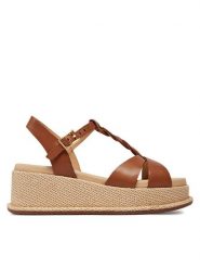 Clarks Sandały Kimmei Twist 26176394 Brązowy. Brązowe sandały Clarks, bez wzorów, ze skóry, bez obcasa, na koturnie, bez zapięcia. Za 499.99 zł.