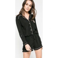 Etam - Kombinezon piżamowy Ginger. Czarne piżamy Etam, m, bez wzorów, z materiału, bez kołnierzyka, bez ramiączek, długie. W wyprzedaży za 89.90 zł.