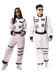 Party x People Kombinezon kostiumowy "Astronaut" w kolorze białym ze wzorem rozmiar: M. Białe kombinezony Party x People, m, bez wzorów, z tkaniny, bez kołnierzyka, bez ramiączek. Za 104.99 zł.