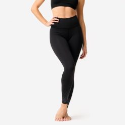 Legginsy do tańca nowoczesnego damskie Domyos wysoki stan. Czarne legginsy DOMYOS, bez wzorów, z elastanu, sportowe. Za 119.99 zł.