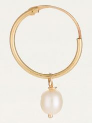 OR ÉCLAT Złote kolczyki-kreole "Gama Perle" z perłami rozmiar: onesize. Białe kolczyki Or Éclat, z perłą, złote. Za 359.32 zł.