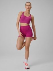 4F Legginsy krótkie treningowe damskie - różowe M. Czerwone legginsy sportowe 4f, m, bez wzorów, z podwyższonym stanem. Za 79.99 zł.
