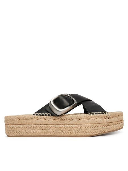 Calvin Klein Klapki Flatf Espadrill Cross Lth Hdw HW0HW02892 Czarny. Czarne espadryle Calvin Klein, bez wzorów, ze skóry, bez obcasa, bez zapięcia. Za 278.99 zł.