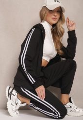 Czarny Komplet Dresowy Rozpinana Bluza z Kapturem i Spodnie Osivisa. Czarne bluzy Renee, s, z aplikacjami, z dresówki, bez ramiączek, z kapturem. W wyprzedaży za 63.99 zł.