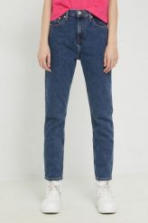 Tommy Jeans jeansy Izzie damskie high waist. Niebieskie jeansy Tommy Jeans, bez wzorów, z denimu, z podwyższonym stanem. Za 449.99 zł.