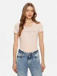 Guess T-Shirt W5RI11 J1314 Różowy Regular Fit. Czerwone t-shirty Guess, xl, z aplikacjami, z bawełny, bez kołnierzyka, bez ramiączek. Za 99.99 zł.