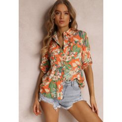 Pomarańczowo-Zielona Koszula Lathra. Brązowe koszule Renee, l, bez wzorów, z wiskozy, wakacyjne, bez kołnierzyka, plus size, bez ramiączek. W wyprzedaży za 51.99 zł.