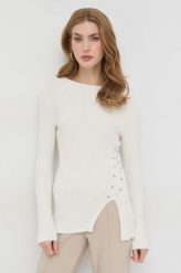 Guess sweter damski kolor beżowy lekki. Brązowe swetry Guess, l, z aplikacjami, bez ramiączek. Za 529.99 zł.