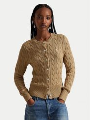 Polo Ralph Lauren Kardigan 211971868502 Beżowy Regular Fit. Brązowe swetry Polo Ralph Lauren, l, bez wzorów, z bawełny, bez ramiączek. Za 1,199.00 zł.