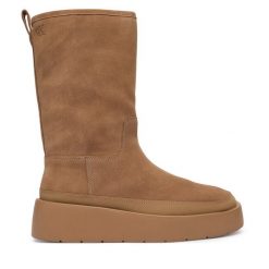 Śniegowce Calvin Klein. Brązowe śniegowce Calvin Klein, bez wzorów, bez zapięcia. Za 749.99 zł.