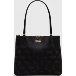 Guess torebka kolor czarny. Czarne shopper bag Guess, z aplikacjami, na ramię, bez dodatków. Za 669.99 zł.