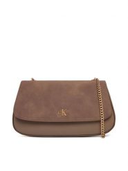 Calvin Klein Torebka Ck Conv Chain Brushed Medium Bag LV04F3407G Beżowy. Brązowe kopertówki Calvin Klein, bez wzorów, ze skóry, wizytowe, bez dodatków. Za 649.99 zł.