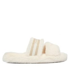 Kapcie Tommy Hilfiger. Białe kapcie Tommy Hilfiger, bez wzorów. Za 199.99 zł.