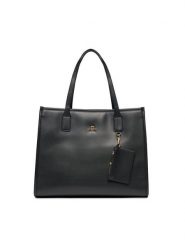 Tommy Hilfiger Torebka Th City Tote AW0AW15690 Czarny. Czarne shopper bag Tommy Hilfiger, bez wzorów, ze skóry, bez dodatków. Za 399.99 zł.