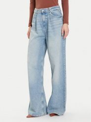 Guess Jeansy W5BA3T D0742 Niebieski Wide Leg. Niebieskie jeansy Guess, z aplikacjami, z bawełny. Za 439.99 zł.
