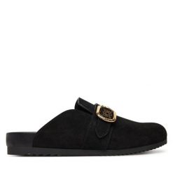 Klapki Guess. Czarne klapki Guess, z aplikacjami, bez obcasa, bez zapięcia. Za 549.99 zł.