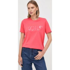 MICHAEL Michael Kors t-shirt bawełniany MS150BJ97J kolor pomarańczowy. Brązowe t-shirty MICHAEL Michael Kors, bez wzorów, z bawełny, bez kołnierzyka, bez ramiączek. W wyprzedaży za 269.99 zł.