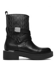 DKNY Botki Taeta K2312709 Czarny. Czarne botki DKNY, bez wzorów, ze skóry, bez obcasa, na płaskiej podeszwie, bez zapięcia. Za 539.99 zł.