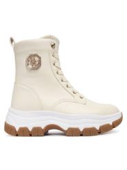 Guess Trzewiki FLFBNZ ELE12 Écru. Botki Guess, z aplikacjami, ze skóry, bez obcasa, na płaskiej podeszwie, bez zapięcia. Za 489.99 zł.