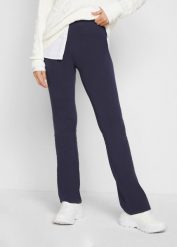 Legginsy z bawełny Flared Leg. Niebieskie legginsy bonprix, bez wzorów, z bawełny. Za 67.99 zł.