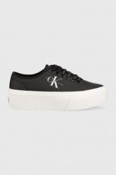 Calvin Klein Jeans sneakersy Cupsole Flatform Laceup kolor czarny. Czarne buty sportowe lifestyle Calvin Klein Jeans, bez wzorów, z gumy, sportowe, z okrągłym noskiem, bez zapięcia. W wyprzedaży za 285.99 zł.