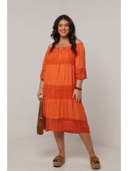Curvy Lady Sukienka w kolorze pomarańczowym rozmiar: 40/42. Pomarańczowe sukienki Curvy Lady, na co dzień, bez wzorów, z koronki, klasyczne, bez kołnierzyka, bez ramiączek, midi, proste. Za 150.45 zł.