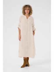 Kaffe Lniana sukienka w kolorze beżowym rozmiar: L/XL. Brązowe sukienki Kaffe, na co dzień, l, bez wzorów, ze lnu, bez kołnierzyka, bez ramiączek, maxi, proste. Za 173.99 zł.