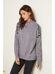 Soft Cashmere Sweter w kolorze szaro-czarnym rozmiar: 34/36. Czarne swetry Soft Cashmere, bez wzorów, klasyczne, bez ramiączek. Za 107.45 zł.