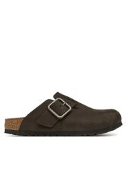 Birkenstock Klapki Boston Wire Buckle 1032762 Brązowy ciemny. Brązowe klapki Birkenstock, bez wzorów, z nubiku, bez obcasa, bez zapięcia. Za 779.99 zł.