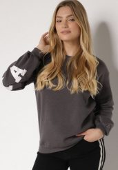 Szara Ocieplana Bluza z Bawełną i Napisem z Tyłu Fezanda. Szare bluzy bez kaptura Born2be, l, bez wzorów, z bawełny, bez kaptura. Za 69.99 zł.