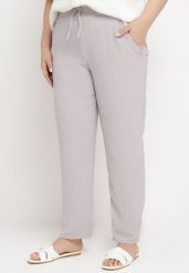 Jasnoszare Casualowe Spodnie z Elastyczną Gumką w Pasie z Wsuwanymi Kieszeniami Mousesa. Szare jeansy Born2be, na lato, xl, bez wzorów, z jeansu. Za 79.99 zł.