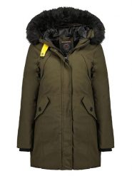 Geographical Norway Parka "Cherifa" w kolorze oliwkowym rozmiar: M. Brązowe płaszcze Geographical Norway, m, z aplikacjami, bez kaptura. Za 229.46 zł.