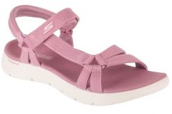 Sandały damskie, Go Walk Flex Sandal - Sublime. Czerwone sandały Skechers, bez wzorów, z materiału, sportowe, bez obcasa, bez zapięcia. Za 269.99 zł.