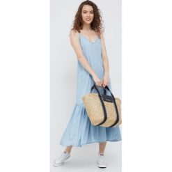 Dkny sukienka maxi prosta. Niebieskie sukienki DKNY, na co dzień, l, bez wzorów, z tkaniny, bez kołnierzyka, bez ramiączek, maxi, proste. W wyprzedaży za 459.99 zł.