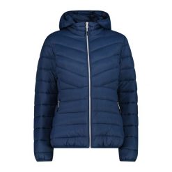 Kurtka puchowa z kapturem, ocieplana 3M dla kobiet CMP. Niebieskie kurtki CMP, m, bez wzorów, z puchu, eleganckie, z kapturem. Za 490.40 zł.