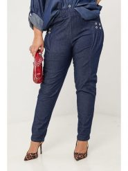 Curvy Lady Spodnie w kolorze granatowym rozmiar: 40/42. Niebieskie spodnie materiałowe Curvy Lady, bez wzorów, z materiału, klasyczne, z standardowym stanem. Za 100.99 zł.