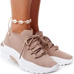 Damskie Sportowe Buty Skarpetkowe Beżowe KeSports beżowy. Brązowe buty treningowe INNA MARKA, bez wzorów, z materiału, bez zapięcia. Za 92.00 zł.